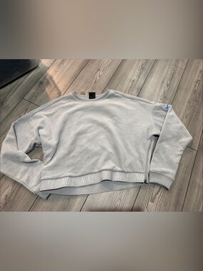 Nike Light Crop Gray Sweatshirt with Blue Swoosh